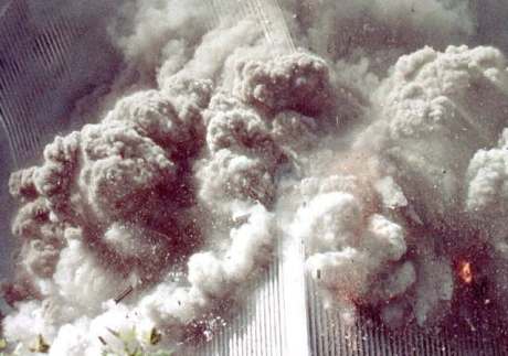 twin towers collapsed. dust of the twin towers is
